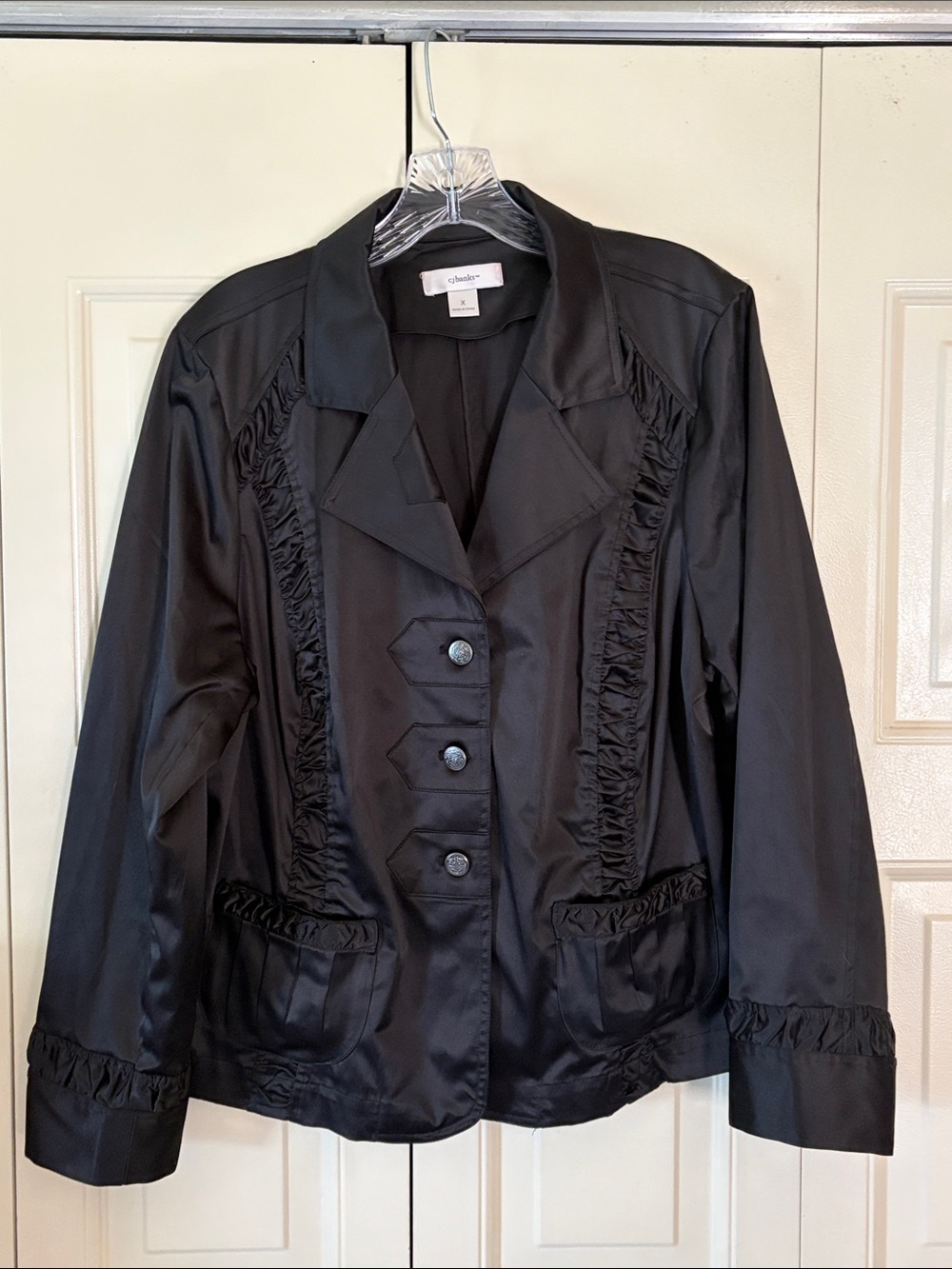 Y2K Dark Romantic Polished Whimsigoth Jacket Womens Satin CJ Banks Upscale Sz X